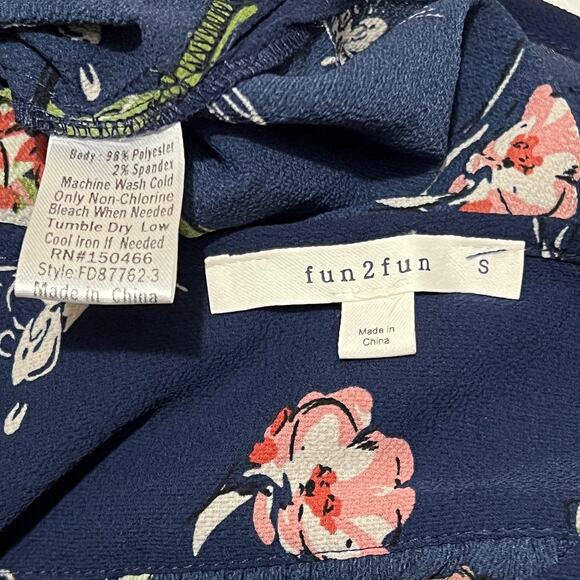 Fun2Fun SMALL Kenmore Split Neck Blouse - Stitch Fix 3/4 Sleeve Floral Top - Picture 8 of 11